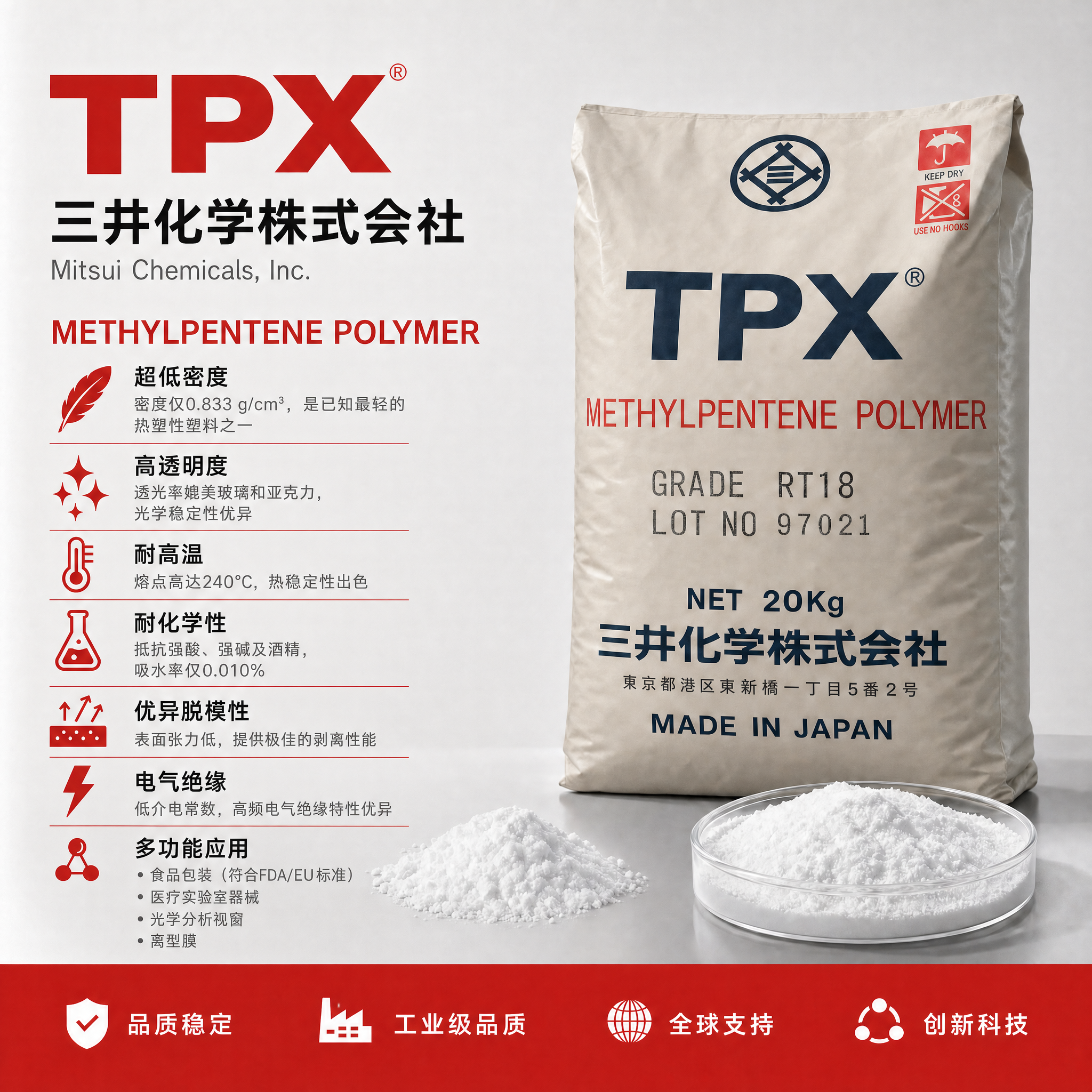 三井化学 TPX RT18 聚甲基戊烯 PMP